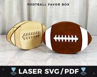 Football Gift Box Laser Cut File, Football Treat Box SVG, Sports Party Favor, Glowforge xTool File, Team Gift, Coach Appreciation Box