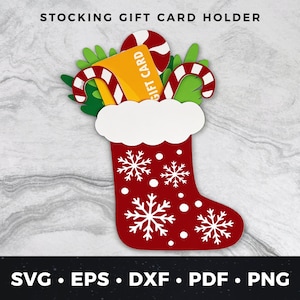 Porta-cartão de presente de meia de Natal svg, Porta-cartão de presente de Natal faça você mesmo arquivo de corte svg, Porta-dinheiro svg, Arquivo de corte de meia svg, Feriado svg