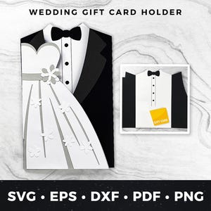 Hochzeitsgeschenk Kartenhalter SVG, Braut und Bräutigam Geschenkkarte, Geldhalter Hochzeit, Hochzeitskarte Cut File, Brautgeschenkkarte svg, Bräutigam Giftcard