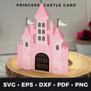 Carte château svg, svg de carte château, bricolage château carte, carte d'anniversaire princesse svg, svg château, décoration de gâteau château, carte d'anniversaire chevalier