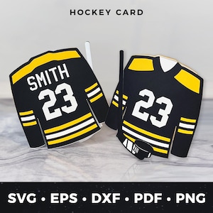 Carte de chandail de hockey SVG, carte d'anniversaire sur le thème du sport, carte entraîneur de hockey pdf, carte-cadeau hockey svg, pdf carte de hockey, carte jersey découpée