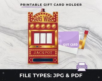 Porta carte regalo per slot machine stampabile, porta carte regalo per casinò, porta carte regalo per gioco d'azzardo, file di stampa per slot machine, carta regalo jackpot