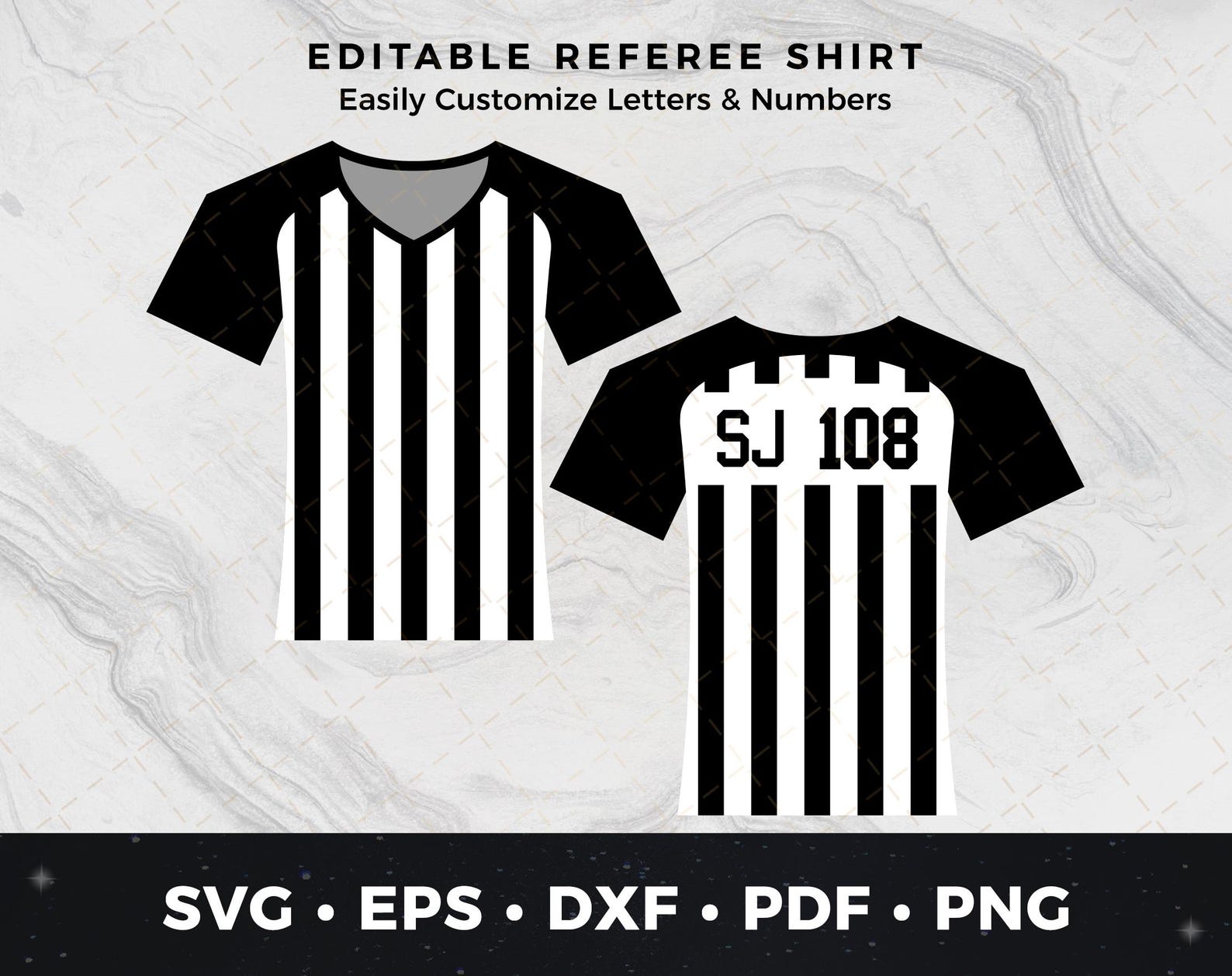 Referee Print Pattern Referee Jersey Svg Png Pdf Dxf Eps, Referee Print File, Referee Cut ...