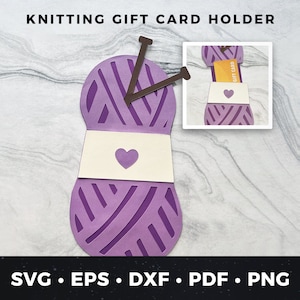Tricot avec porte-cartes cadeau svg, carte à tricoter bricolage, fichier de coupe tricot, tricot svg, porte-cartes cadeau au Crochet, svg au Crochet, cadeau pour la fête des mères