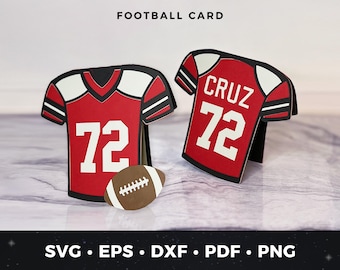 Tarjeta de camiseta de fútbol SVG, tarjeta de cumpleaños con temática deportiva, tarjeta de entrenador de fútbol PDF, tarjeta de regalo de fútbol SVG, tarjeta de fútbol PDF, tarjeta de camiseta cortada