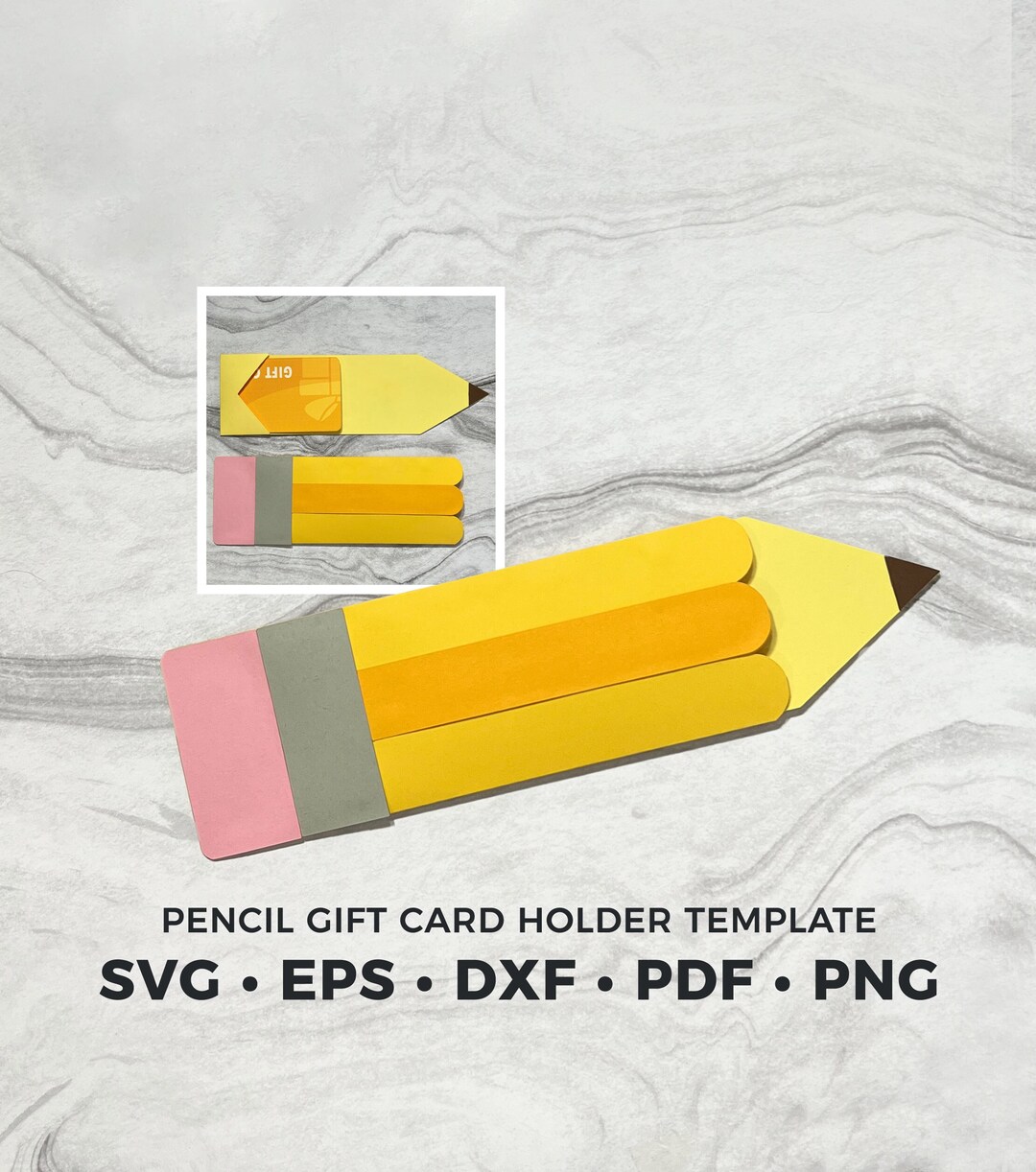 Pencil Gift Card Holder Template Teacher Appreciation Gift Etsy