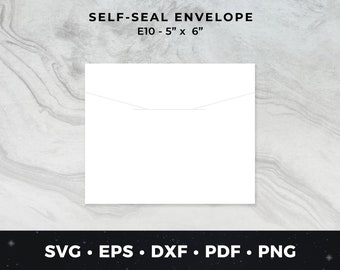 May include: A white self-seal envelope with the text "SELF-SEAL ENVELOPE E10 - 5" x 6""