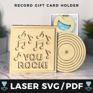 Schallplatte Geschenk Kartenhalter Laser SVG, Vinyl Musik Geschenk PDF, Retro Schallplatte Geldhalter, DJ Andenken, Laser Holz Schallplatte Geschenk