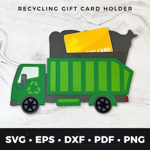 Recycling Geschenk Karte svg, Recycling LKW Geschenk Kartenhalter, Trash Collector Geschenk, Müllauto Geschenk svg, Sanitation Worker Card svg , LKW svg