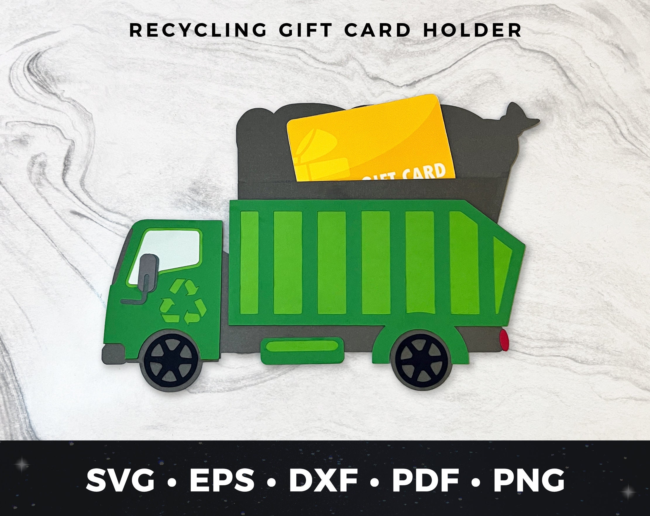 Recycling Gift Card svg, Recycle Truck Gift Card Holder, Trash Collector Gift, Garbage Truck Gift svg, Sanitation Worker Card svg, Truck svg