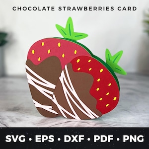 Chocolade aardbeien kaart SVG, Valentijn wenskaart, DIY Love Gift Card, chocolade en aardbeien kaart, romantische kaart SVG, Valentijnsdag
