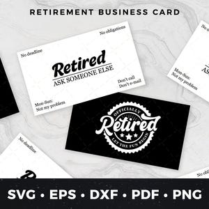 Cartes de visite imprimables de retraite, cadeau de retraite drôle, carte de retraite numérique, carte de visite de retraité, cadeau de retraité drôle, fichier coupe SVG