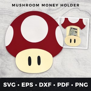 Pilz Geldhalter SVG, Super Mario Geldhalter SVG, Pilz geschnitten Datei, Geldhalter SVG, Super Mario SVG, Videospiel Geburtstagskarte