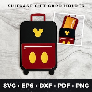 Porte-cartes cadeau de voyage pour enfants, bricolage cadeau de vacances pour enfants, valise svg pour enfants, souris valise svg, porte-cartes cadeau, voyage cadeau svg, voyage pour enfants