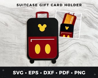 Kids Travel Gift Card Holder, DIY Kids Vacation Gift, Kids Suitcase svg, Mouse Suitcase svg, gift card holder, travel gift svg, Kid travel