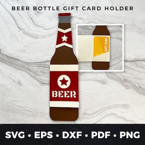 Beer Bottle Gift Card Holder svg, Beer Gift Card svg, Beer Lover svg, Beer Bottle Clipart, Beer Birthday Card svg, Beer Bottle Cut File svg