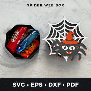 Halloween Candy Holder svg, Halloween Treat Box svg, Halloween Box svg, DIY Halloween Treat Box, Spider Favor Box, Spider Candy Box Cut File