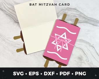Bat Mitzvah Card svg, DIY Bat Mitzvah Card svg, Bat Mitzvah svg, Bat Mitzvah Cut File, Cricut Project, Bat Mitzvah Gift Card svg, Torah svg