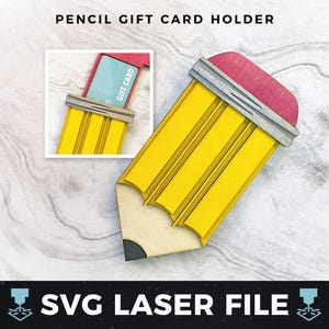 Porta-cartão-presente para professor svg, presente de agradecimento para professor, porta-cartão-presente para lápis | Porta-cartão-presente de madeira a laser SVG, arquivo pronto para laser svg, PDF