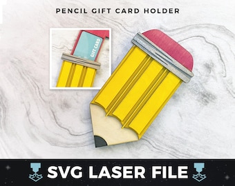 Teacher Giftcard Holder svg, Teacher Appreciation Gift, Pencil Gift card holder | Laser Wood Gift Card Holder SVG, Laser Ready File svg, PDF