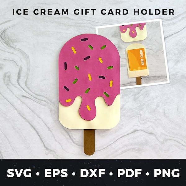 Popsicle Gift Card Holder, Ice Cream Card svg, Ice Cream Cut File, Ice Cream svg, Ice Cream Card, Summer Birthday Card, Ice Cream Lover svg