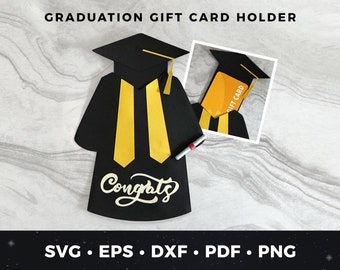 Graduation Gift Card Holder, DIY Graduation Card, Cap and Gown svg, Graduation SVG, Graduation Cut File, Cricut Project, DIY Grad Card, Grad