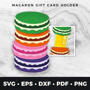 Macaron Geschenkkartenhalter, Französische Bäckerei Karte, Macaron Geschenkkarte, Konditor Geschenkkartenhalter, Dessert Geschenkkarte svg, Geburtstagskarte svg