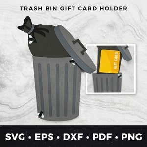 Mülleimer Geschenkkartenhalter, Müllsammler Karte, Hygiene Arbeiter Geschenkkarte svg, Trash Man Geschenkkartenhalter, Müllgeldhalter Geschenk svg