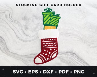 Christmas Gift Card Holder svg, Stocking Giftcard Holder svg, DIY Christmas Card, Xmas Gift Card Holder, DIY Stocking Paper Gift Card Holder