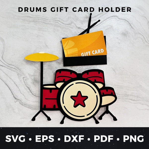 Drum Set Gift Card Holder svg, Drums svg, Drums Gift Card Holder, DIY Drum Card, DIY Drummer Gift, Drum Teacher Card svg, Drum Lover svg