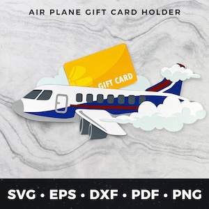 Porta-cartão-presente de avião svg, Porta-cartão-presente de viagem svg, Porta-cartão-presente de piloto svg, Porta-dinheiro de viagem arquivo de corte, Cartão-presente de viagem svg