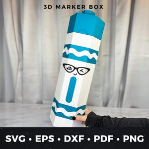 Big Marker Gift Box SVG, Teacher Gift Box, 3D Marker Favor Box PDF, DIY Classroom Gift, Back to School Gift Box, School Supplies Craft Decor