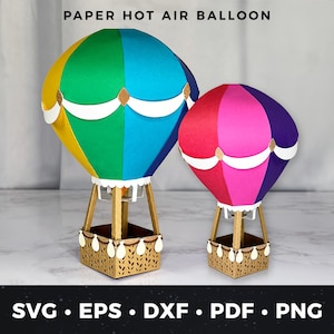 Mongolfiera in formato SVG, decorazione di mongolfiere in carta 3D, centrotavola per doccia con palloncini, file di taglio per palloncini sospesi, creazione di palloncini di carta fai da te