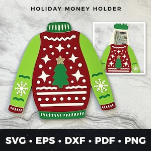 Weihnachten Geld Halter svg, DIY hässlicher Pullover Geldhalter svg, Niedlicher Geldhalter svg, hässliche Pullover Karte, hässliche Weihnachten Pullover Karte svg