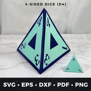 3D D4 Dice SVG, Paper D4 Dice Template, DIY Polyhedral Dice Craft, RPG Dice svg for Cricut, Tabletop Game Dice Box, Tetrahedron pdf