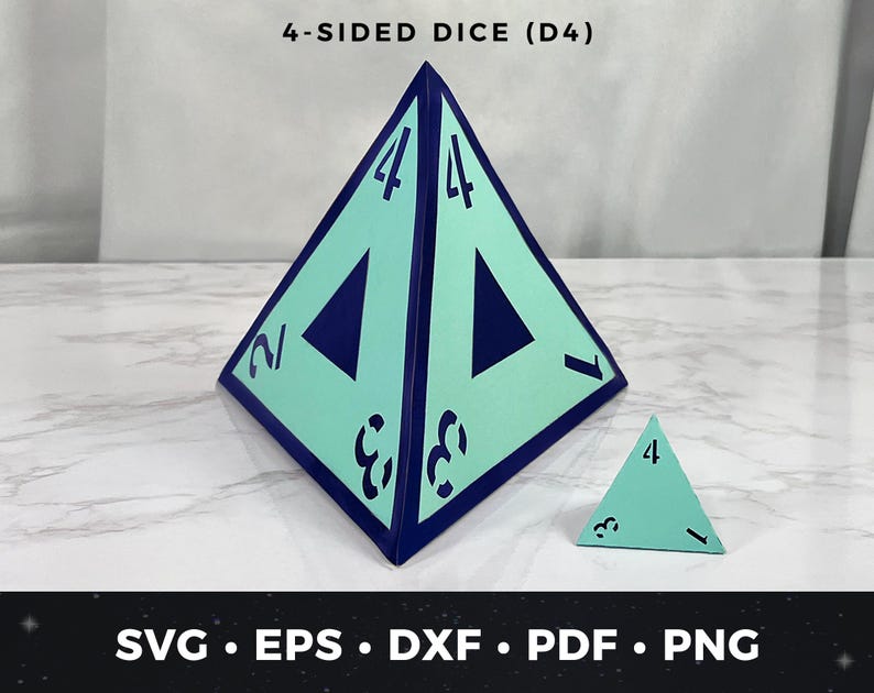 3D D4 Dice SVG, Paper D4 Dice Template, DIY Polyhedral Dice Craft, RPG ...