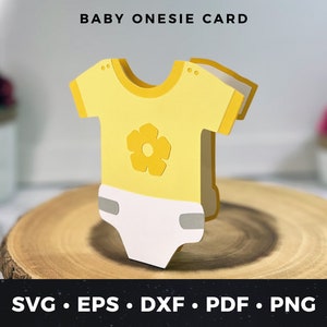 ベビーシャワー カード SVG、ベビーシャワー カード カット ファイル、DIY ベビー カード、ジェンダー ニュートラル ベビーシャワー カード svg、ベビー ワンジー svg、ベビー ワンジー カット ファイル