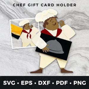 Portatarjetas de regalo para chef, Portatarjetas de regalo para restaurante, Tarjeta de regalo para amantes de la comida svg, Tarjeta para amantes de la comida svg, Tarjeta de cumpleaños para chef, Tarjeta para escuela culinaria svg