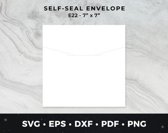 May include: A white self-seal envelope with the text "SELF-SEAL ENVELOPE E22 - 7" x 7""