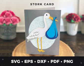 Stork Card Template, New Baby Card, Baby Card Download, DIY Stork Card, DIY Baby Shower Card Svg, Baby Svg, Stork svg, Stork New Baby Card
