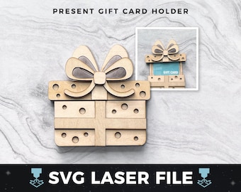Birthday Present Giftcard Holder svg, Gift Card Holder Cut File, Wood Money Gift | Laser Gift Card Holder SVG, Laser Ready Cut File svg, PDF
