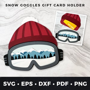 Porta-cartão-presente para esqui svg, Porta-cartão-presente para snowboard svg, Porta-cartão-presente para montanha de esqui svg, Cartão-presente para óculos de esqui svg, Presente para snowboard