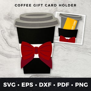 Porta carte regalo caffè di Natale svg, Porta carte regalo fiocco di Natale svg, Porta carte regalo caffè svg, Porta soldi caffè, Caffè delle feste