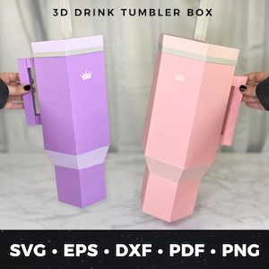 3D Papier Trinkbecher Geschenk Box SVG, 3D Trinkbecher Vorlage, große Eiskaffeebox, großes Papiermodell, Trinkglas Gefälligkeiten svg, Cricut Craft