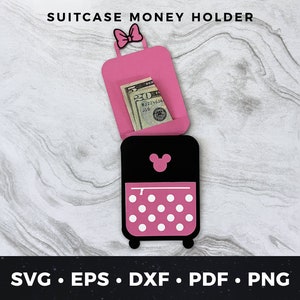 Porte-monnaie de voyage pour enfants, bricolage cadeau de vacances pour enfants, valise enfant svg, svg valise souris, porte-monnaie, voyage cadeau svg, voyage enfant 2