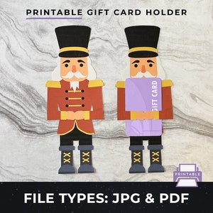 Porta-cartão-presente quebra-nozes, Porta-cartão-presente de Natal para impressão, Porta-cartão-presente de Natal para impressão, Porta-cartão-presente de Natal faça você mesmo pdf