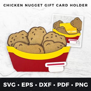Porte-carte cadeau pépite de poulet SVG, carte d'anniversaire pépite svg, carte de voeux poulet, carte-cadeau poulet frit svg, porte-carte cadeau restauration rapide
