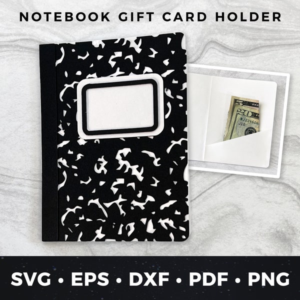Composition Notebook Money Holder, Back To School Card, School SVG, Back to School Cut File, Teacher Appreciation svg, Notebook Cut File