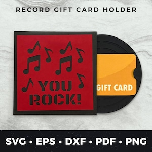 Vinylplaat cadeaukaarthouder svg, cadeaukaarthouder gesneden bestand, DIY verjaardagskaart, vintage record verjaardagskaart svg, vinylplaat gesneden bestand 05