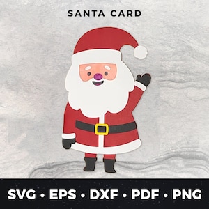 Cartão de Papai Noel svg, Cartão de Natal de Papai Noel, Download de Cartão de Natal, Cartão de Natal DIY svg, Arquivo de Corte de Papai Noel Bonito, Arquivo de Corte de Natal, Papai Noel svg